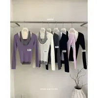 自留款简约精致假两件打底