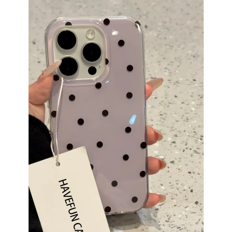 雅天立简约紫底波点适用苹果16/17/15手机壳华为vivo小米15oppo套