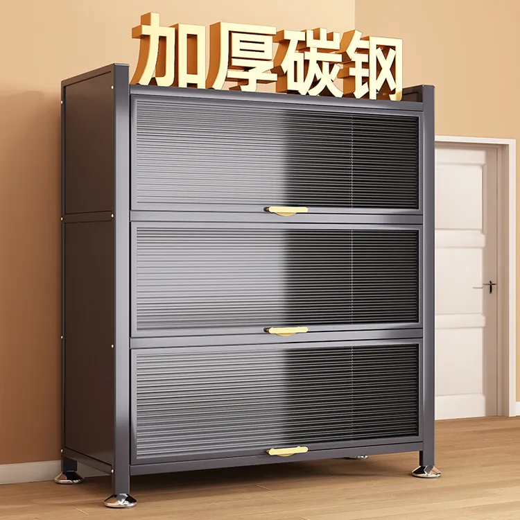 厨房置物架落地多层防尘微波炉收纳柜碗柜家用多功能餐边柜橱柜