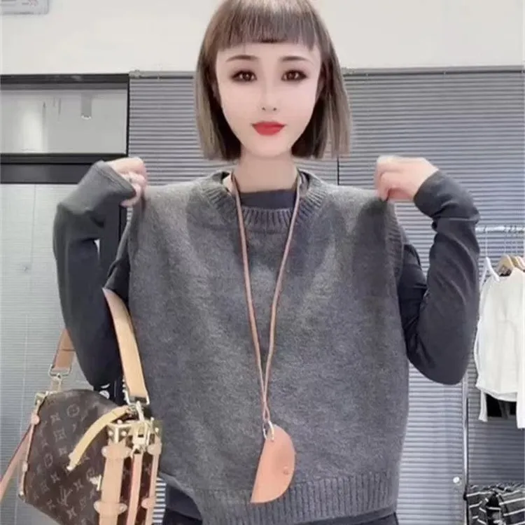 欧货极简不规则短款针织衫马甲女春秋新款气质高级感百搭叠穿毛衣