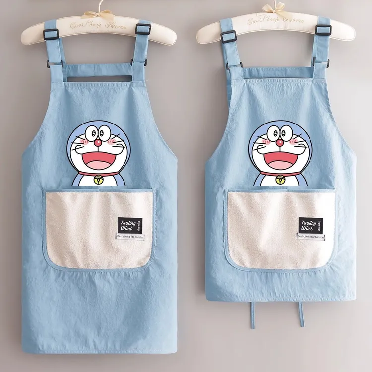 新款透气卡通可爱围裙餐饮饭店专用上班工作服围腰定制logo印字