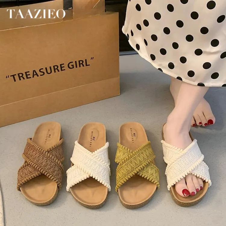 TAAZIEO勃肯ins拖鞋女夏外穿凉鞋新款厚底配裙子休闲沙滩软底一字