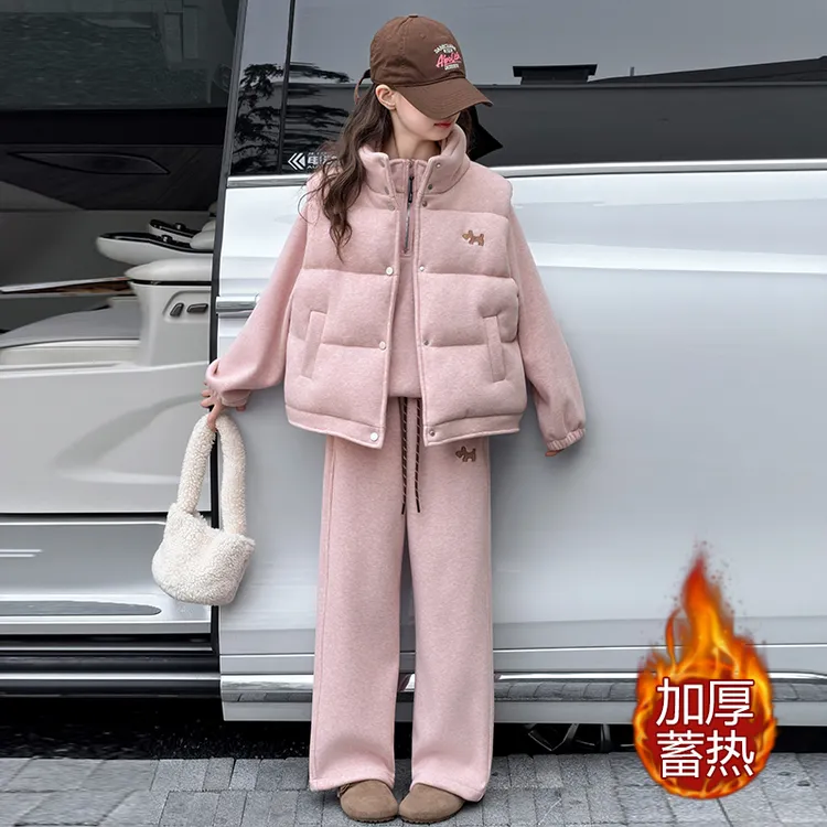 女童套装冬季加绒加厚洋气2025新款时尚中大童保暖休闲两件套甜美