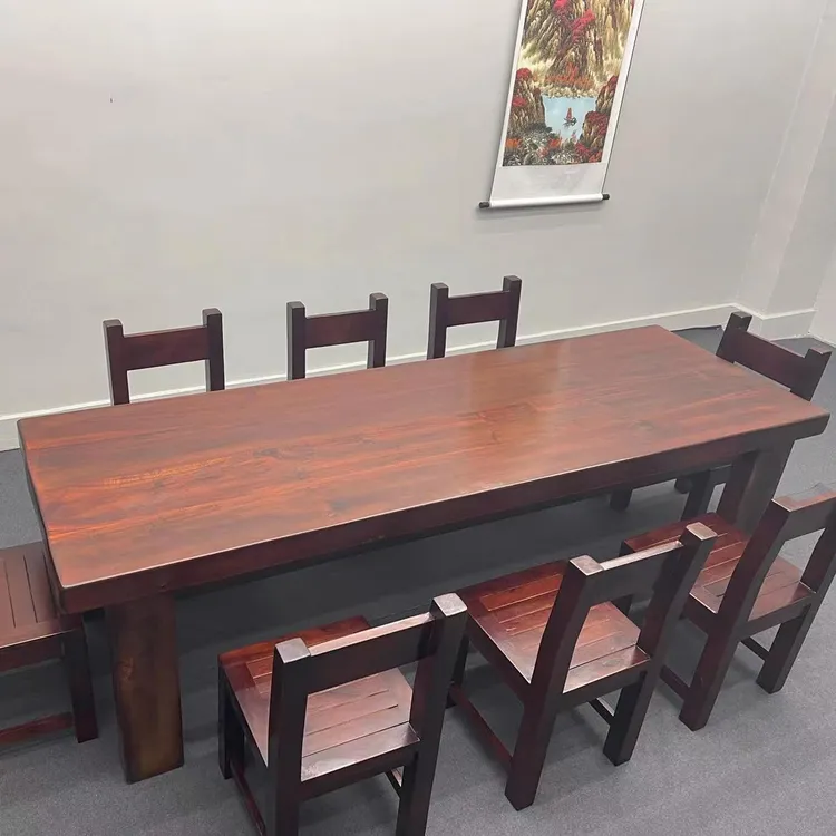 老船木餐桌椅组合实木家用客厅办公室套餐餐桌新中式简约茶桌椅