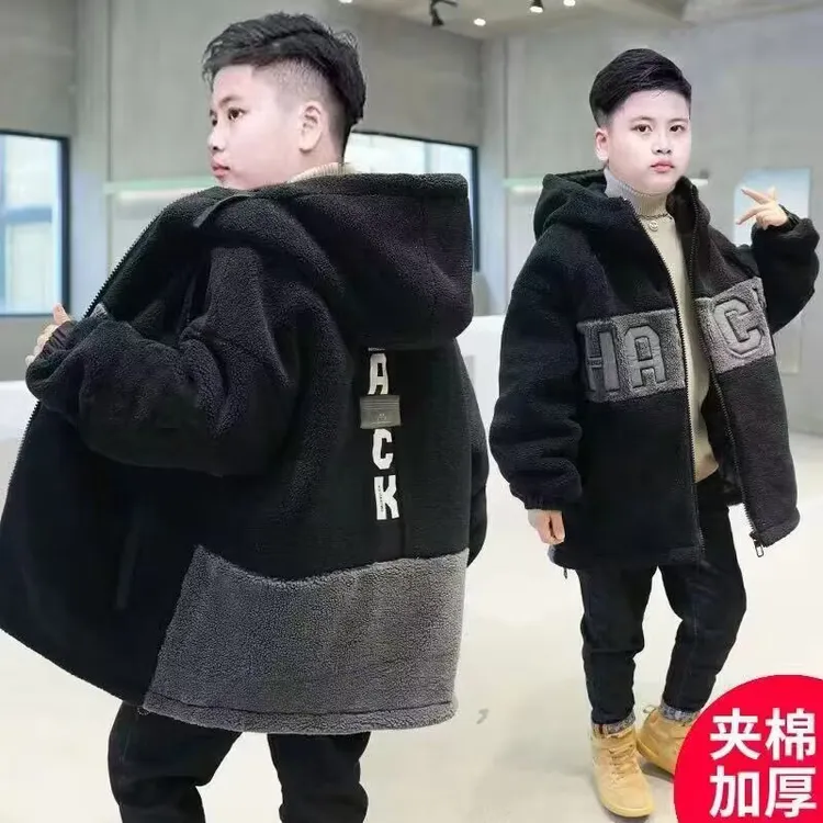 胖男童冬季夹棉加厚外套2025新款羊羔绒冬装中大童童胖男孩秋冬款