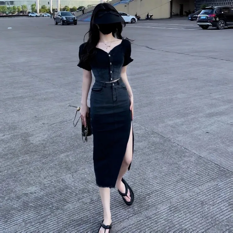 【小个子定制】高品质水洗渐变牛仔套装9017