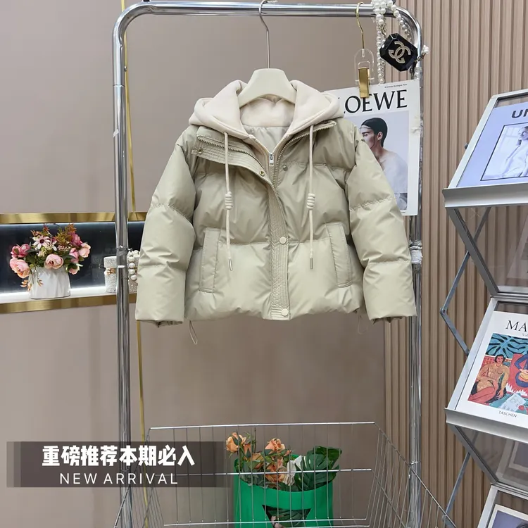 女童假两件棉服冬装2025新款洋气儿童连帽外套女大童冬季加厚棉衣