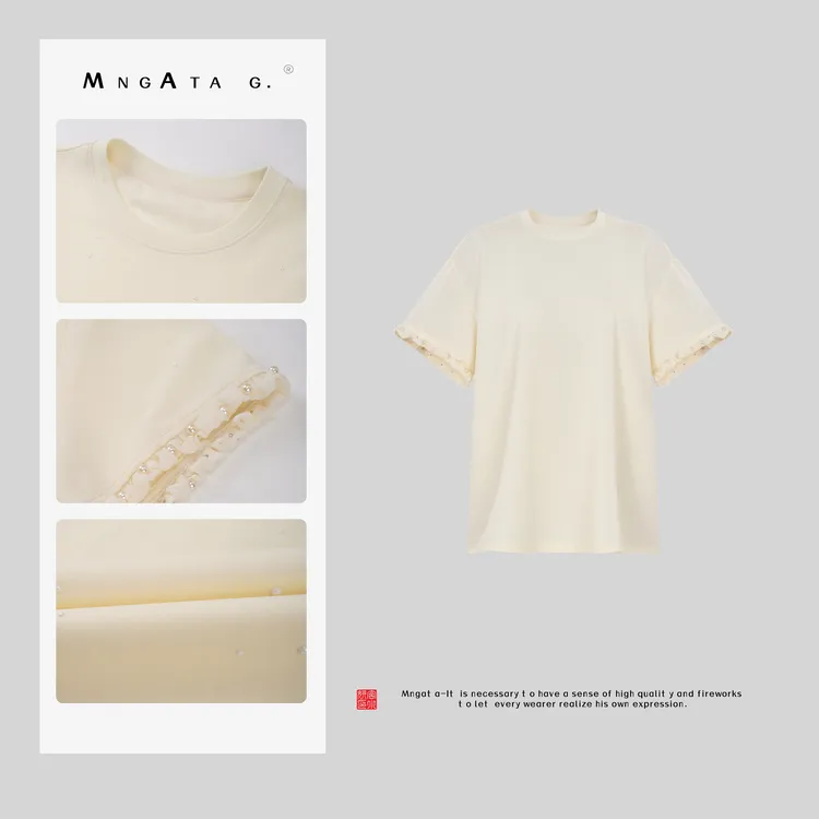 MNGATA G.宫小妍【花小白】棉质夏季新中式国风休闲短袖上衣5012563