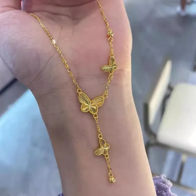 铜合金项链 「蝶梦轻语」新中式轻奢时尚高级流苏简约百搭锁骨链