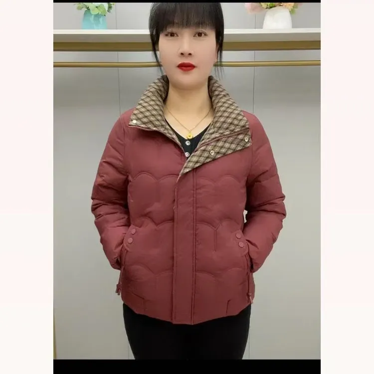 中老年妈妈秋冬时尚立领棉袄百搭保暖外套