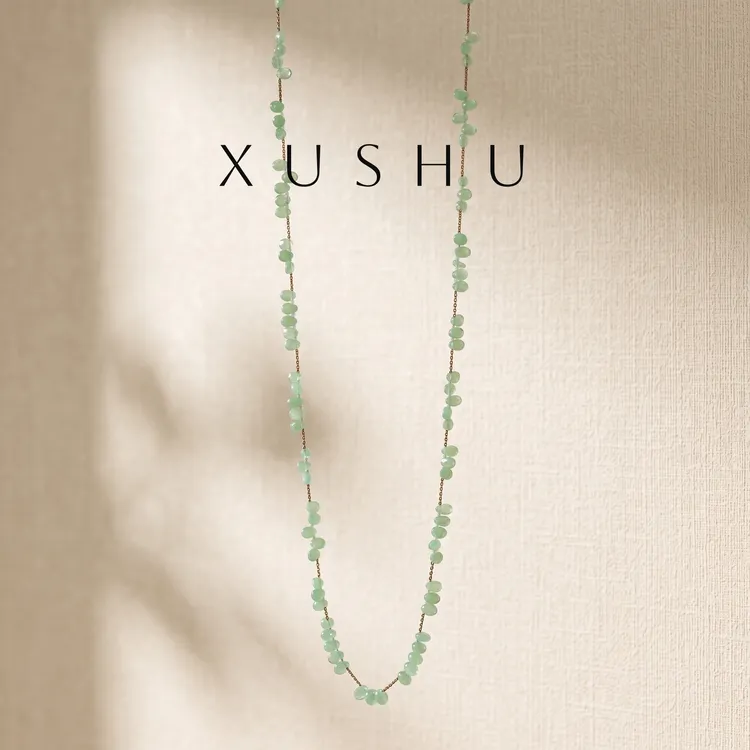 XUSHU 叙述原创 2026《 凝青露 》小众琉璃清新设计感百搭吊带链