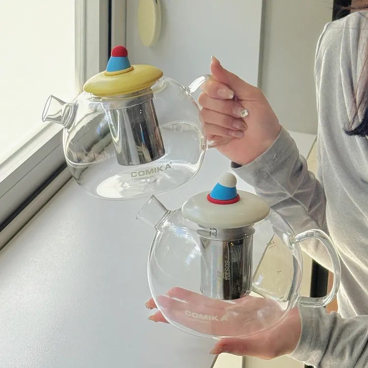 comika口咔帽子水壶大容量煮花茶分离耐高低温玻璃办公室养生推荐