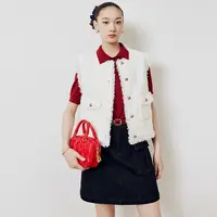 【王雪糕专属】firststation小香风编织亮葱马甲外套女1020A
