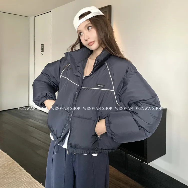 双十一狂欢价！【年度重磅 加倍温暖】撞色条纹立领百搭时尚羽绒服