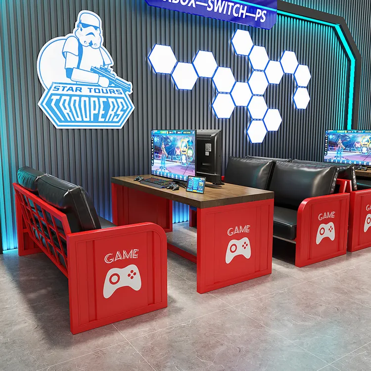 电竞房主机沙发电脑游戏厅网咖双人沙发椅子商场商铺商用桌椅定制