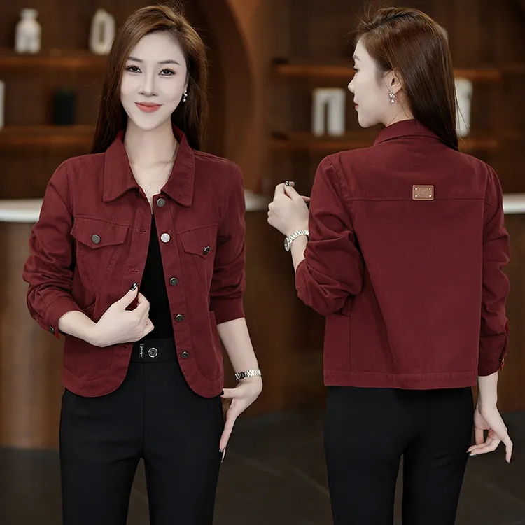 气质短款外套女秋季休闲复古风小个子时尚夹克百搭减龄牛仔棉上衣