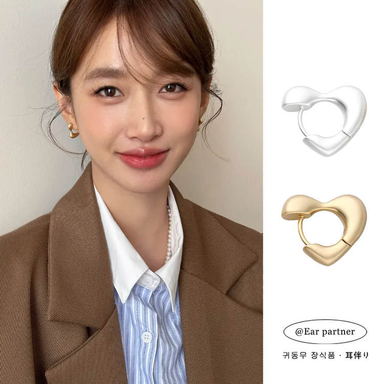ERBAN/耳伴 925银耳饰 爱心耳环女2025新款爆款高级耳圈耳扣银针