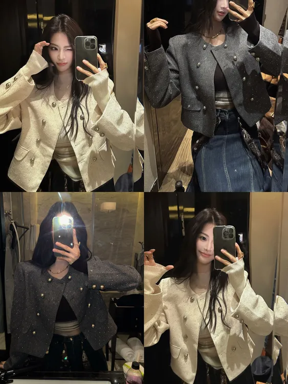 利达 NEW DADADA小香风短款设计师时尚休闲修身气质外套THM1060