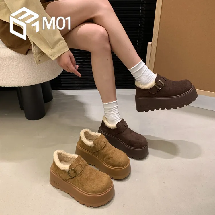 M01厚底增高雪地靴女爆款加绒加厚勃肯鞋冬季新款保暖乐福棉鞋子