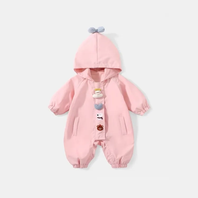 婴儿衣服秋装婴幼儿连体衣女宝宝连帽哈衣洋气外套春秋超萌外出服