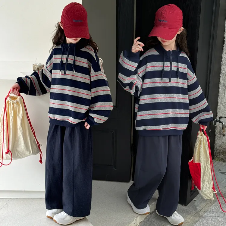女童卫衣春秋2025新款儿童春装洋气时髦衣服女大童灰色上衣初中生