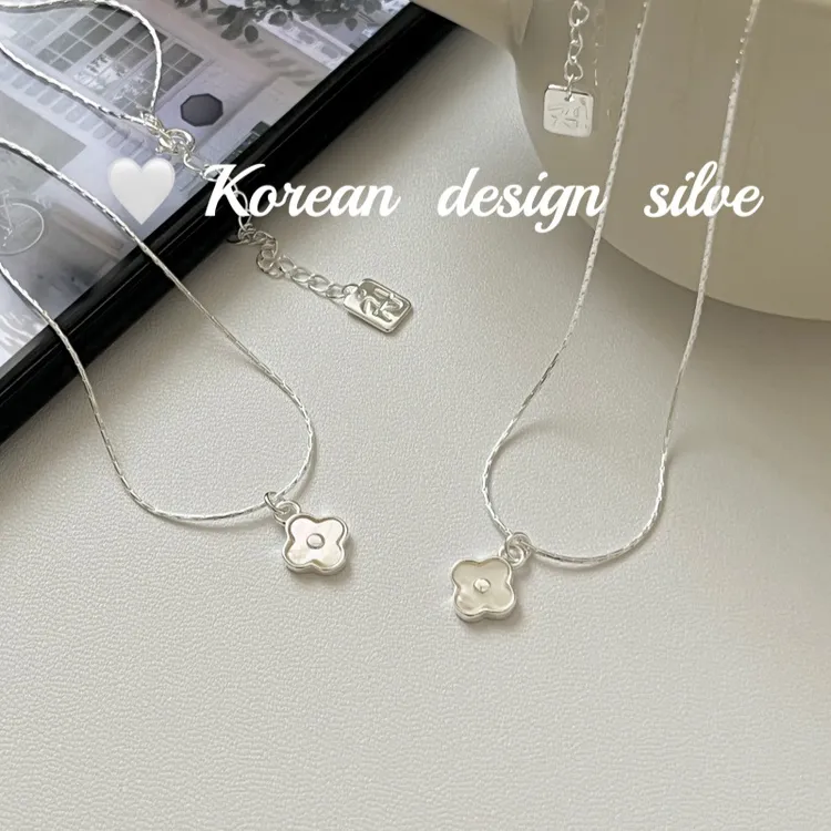 韩式ins可爱mini小众设计感银饰品 S925纯银白贝母四叶草项链百搭