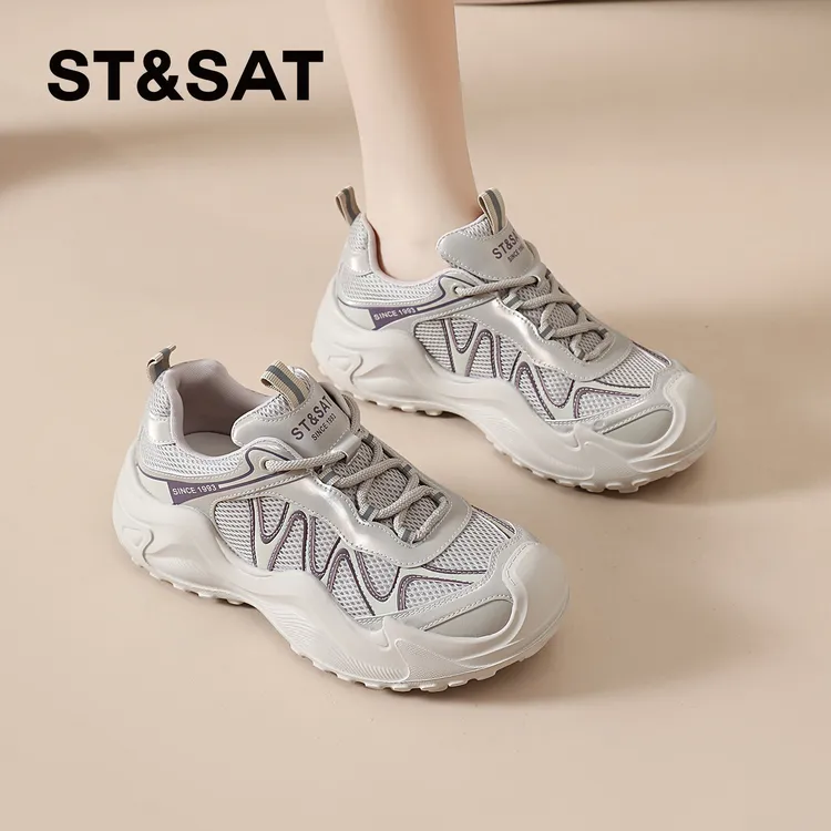 星期六德训鞋女款爆款2025新款季时尚休闲女鞋网面透气低帮运动鞋