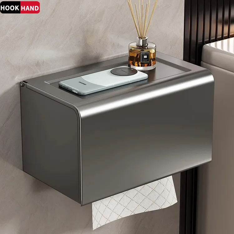 太空铝防水厕所纸巾卷纸置物架免打孔酒店壁挂抽纸盒