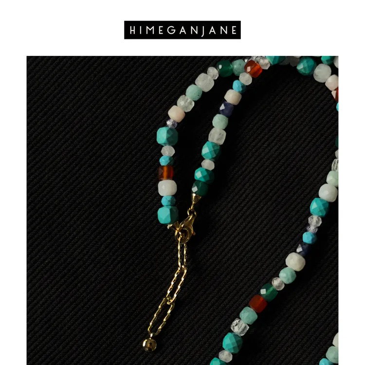链子925银 HIMEGANJANE 彩色串珠守护项链 天然宝石锁骨链25001