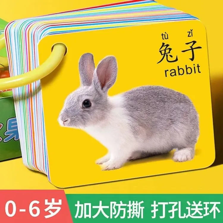 宝宝益智玩具动物卡片认知早教启蒙书儿童一岁婴儿幼识字看图识物