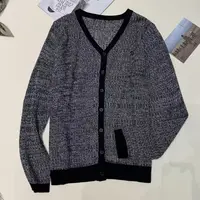 深圳南油白桃美美 V领长袖花纱设计开衫拼色时尚减龄针织衫A3011