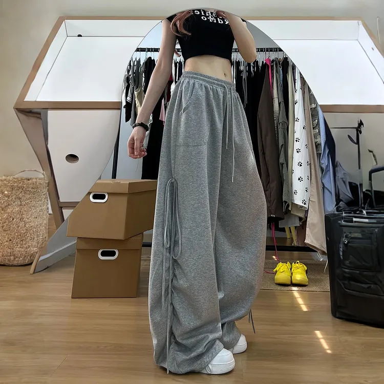 美式显瘦卫裤女秋冬慵懒风高街宽松休闲爵士街舞Hiphop运动阔腿裤
