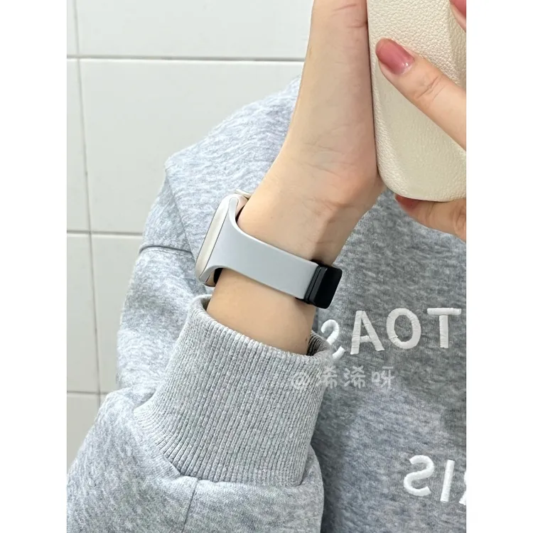 细版纯色磁吸适用苹果手表带AppleWatchS9简约iwatch10硅胶手表带