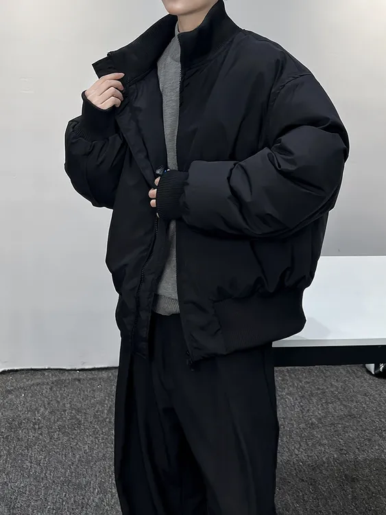 黑武士硬汉痞帅棉衣男美式复古飞行夹克廓形夹棉保暖短款外套棉服