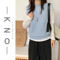 【KNO】18101 秋冬新款八色圆领基础款针织背心