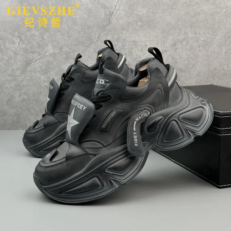 纪诗哲男鞋复古百搭潮款老爹鞋新款黑色潮流时尚网红休闲运动鞋