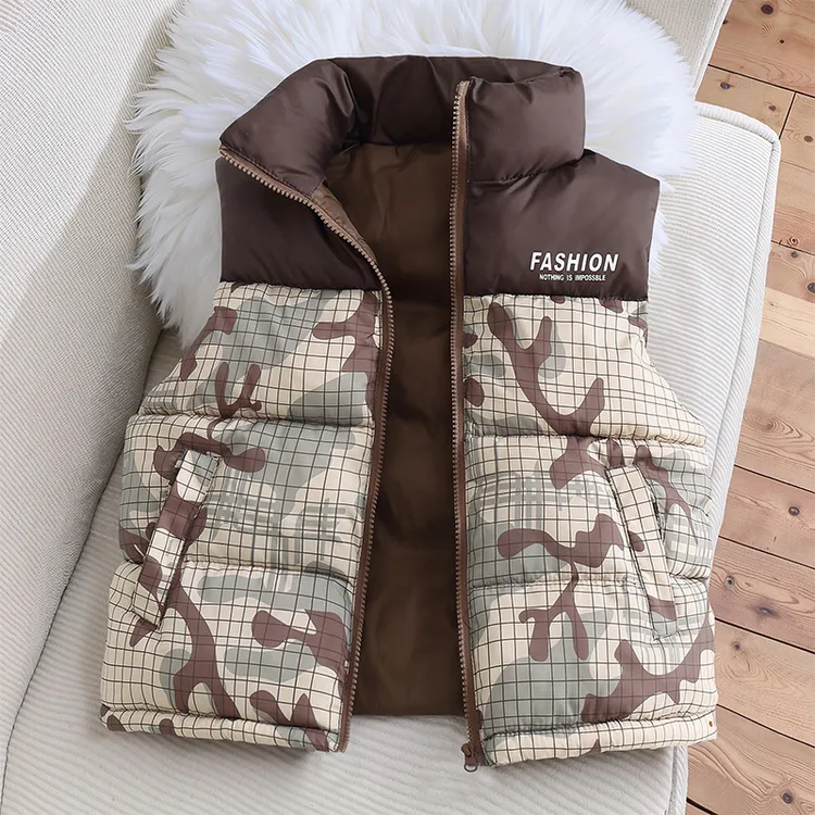 新款儿童棉马甲男女童加厚保暖外穿背心外穿秋冬季中大童立领外套