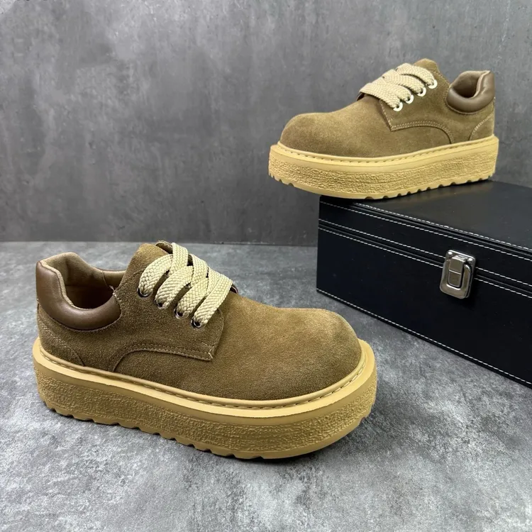 男鞋冬季潮牌英伦风复古休闲大头板鞋厚底青少年小众百搭德比潮鞋