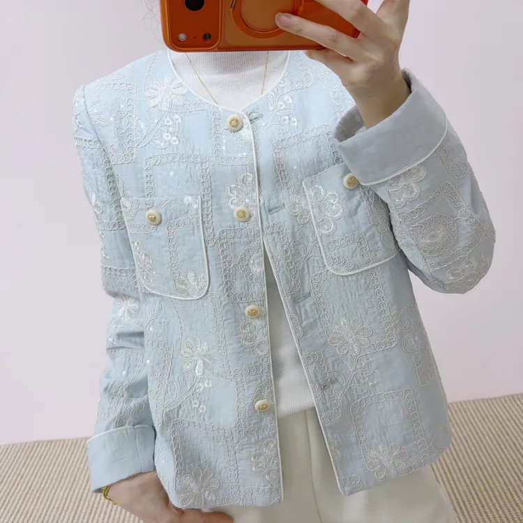 189时尚百搭刺绣重工提花亮片短款外套W189-1/GP