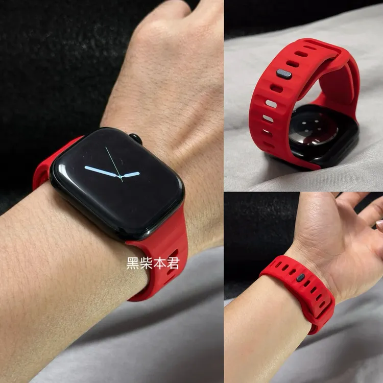 黑柴适用苹果S10手表iwatch10表带applewatch9透气S8硅胶S9柔软Ul