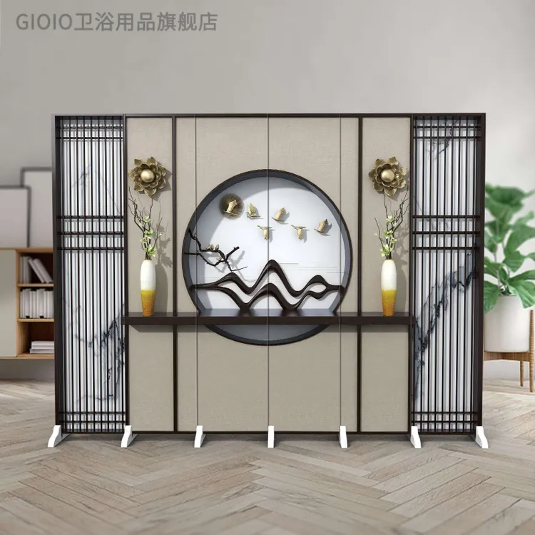 新疆西藏包邮新中式屏风隔断客厅办公室茶室背景墙双面折屏家用遮