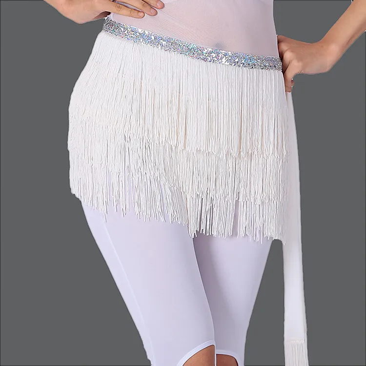 肚皮舞流苏腰巾抖臀腰带舞蹈服臀巾拉丁舞流苏腰链练功练习表演服