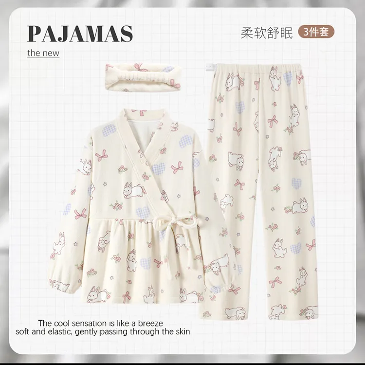 秋冬季加厚珊瑚绒保暖孕妇睡衣可调节松紧带月子服11月份12家居服