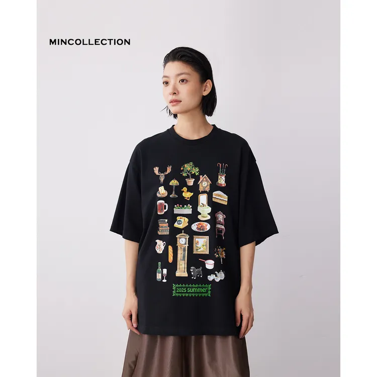 DE Mincollection贴画T/趣味图案印花圆领休闲大版潮牌T恤40428