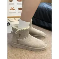 新款冬季加绒保暖棉鞋外穿面棕色加绒雪地靴607-30
