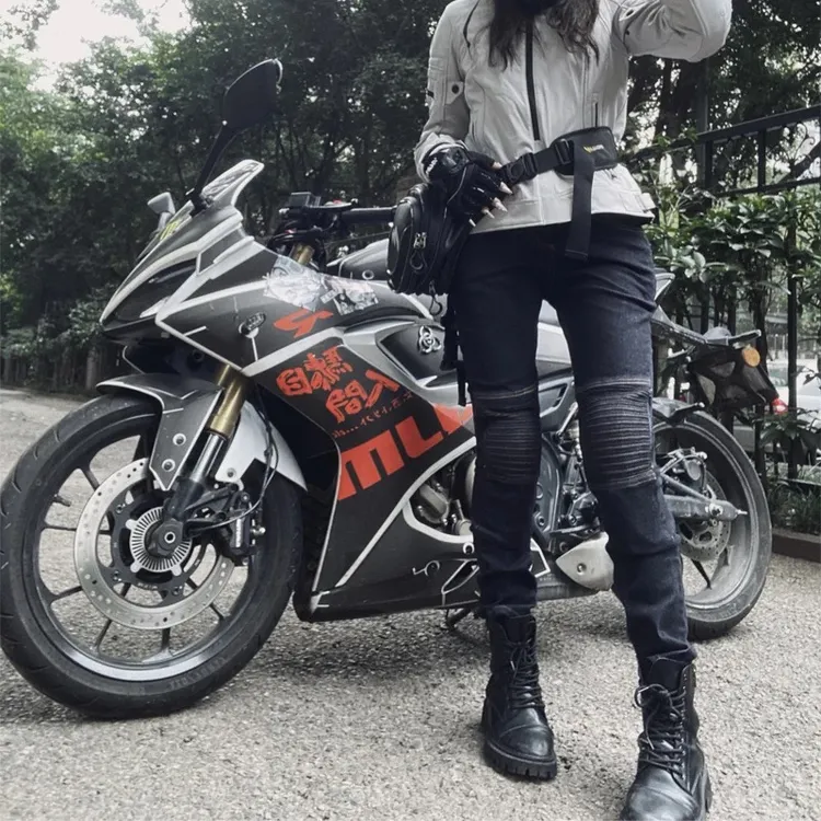 MOTOGIRL摩托车骑行裤休闲修身防磨防摔女款四季弹性护具机车裤
