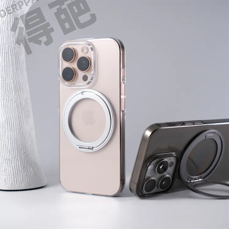 得葩旋转磁吸支架苹果16promax透明手机壳iphone15防摔保护14/13