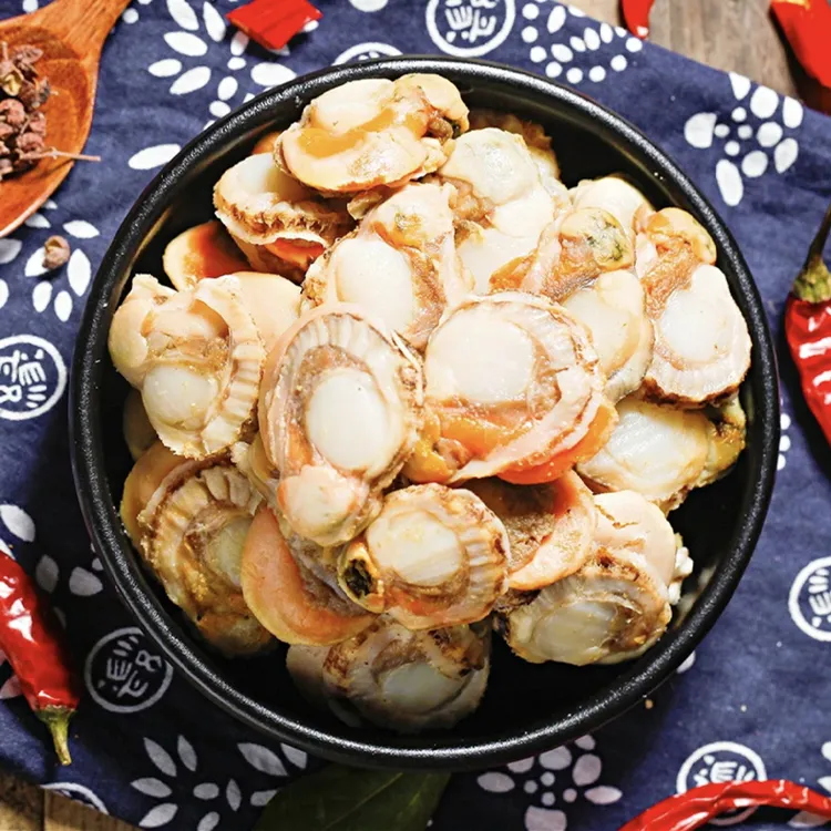 顺丰包邮渤海湾超大个带黄带膏冷冻扇贝肉60-80