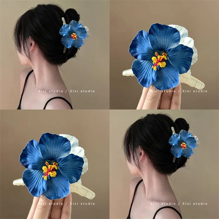 梦幻心动！超仙蓝色花朵抓夹！高级感鲨鱼夹精致百搭发夹女2025