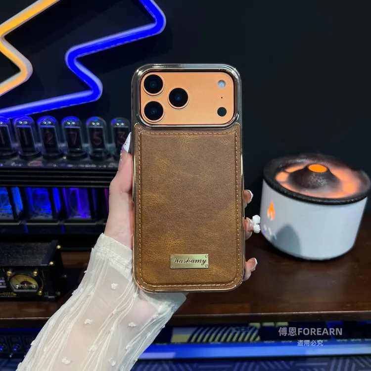 适用于iPhone苹果17promax手机壳17pro油蜡真皮17保护套Air全包